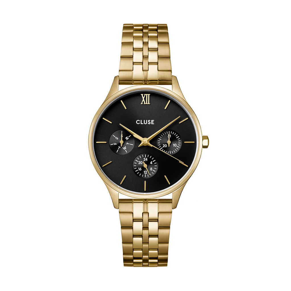 Montre Cluse Minuit Multifonction Noir - Montres Femme | Histoire d’Or