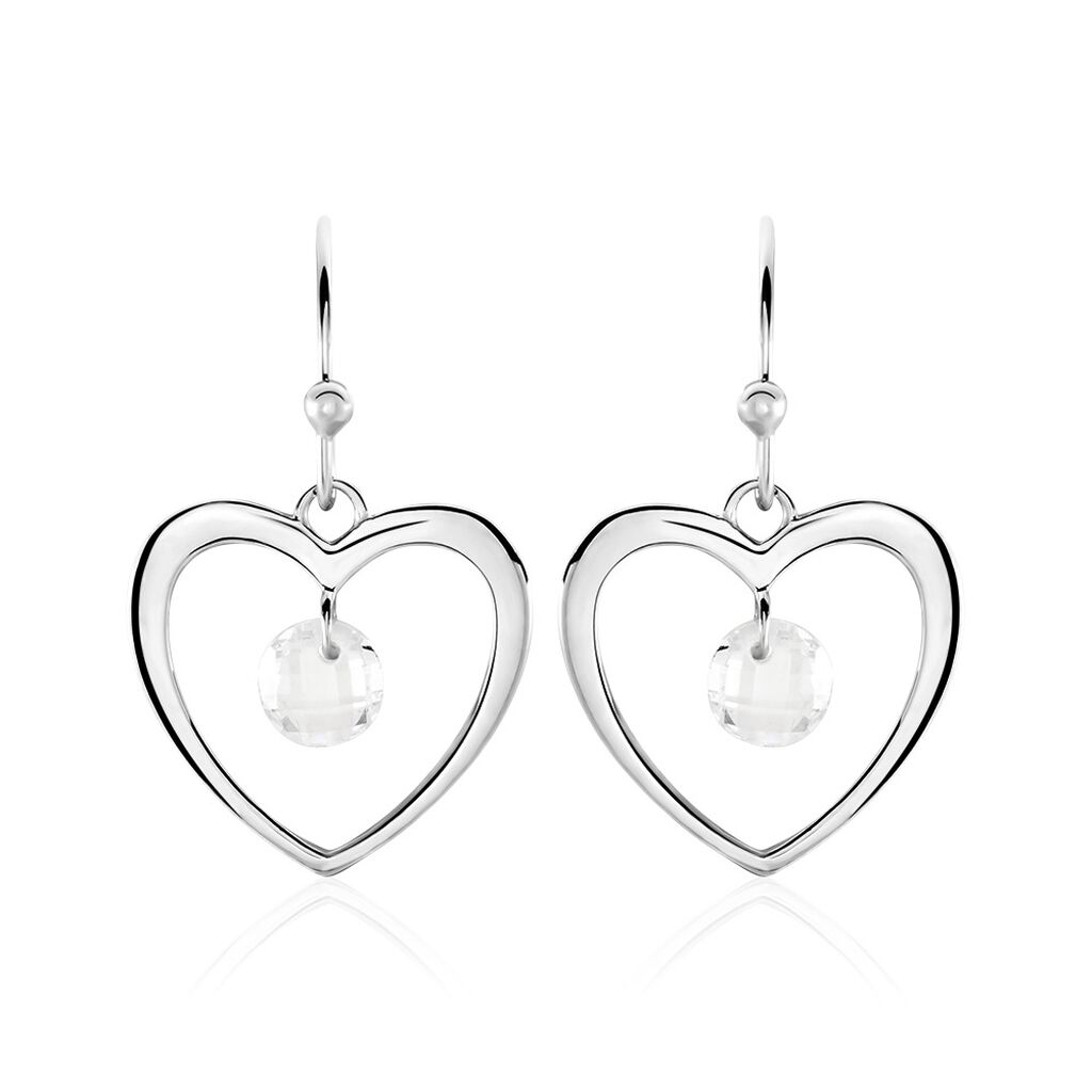 Boucles d'oreilles pendantes argent zirconium traît