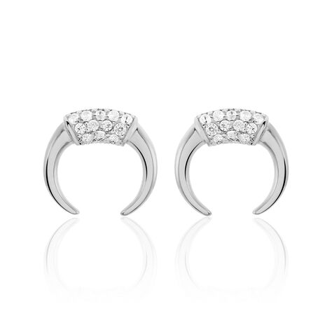 Boucles D'oreilles Puces Corneliana Argent Blanc Oxyde De Zirconium - Boucles d'oreilles fantaisie Femme | Histoire d’Or