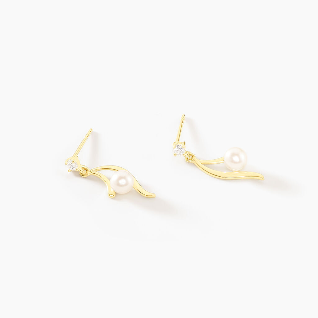 Boucles D'oreilles Pendantes Orientale Or Jaune Perle De Culture - Boucles d'oreilles pendantes Femme | Histoire d’Or