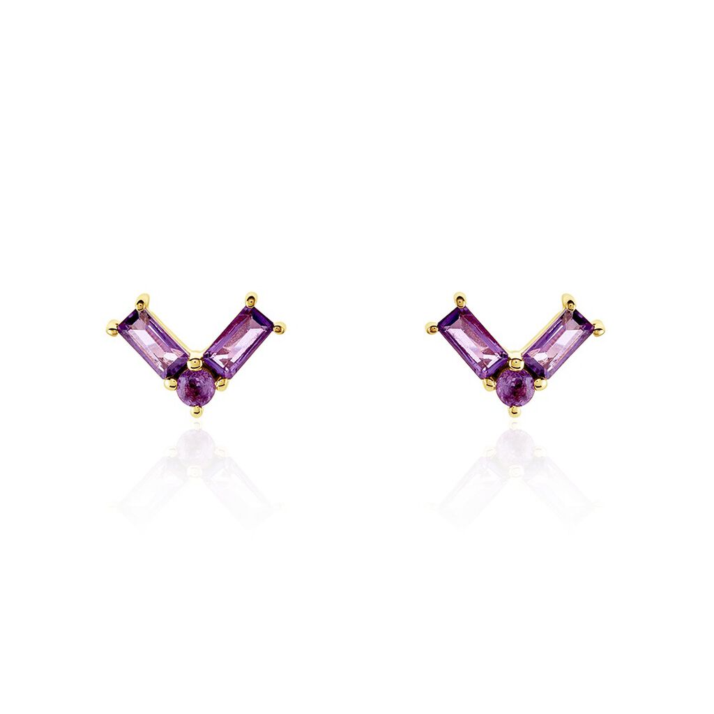 Boucles D'oreilles Puces Lavender Or Jaune Améthyste - Clous d'oreilles Femme | Histoire d’Or