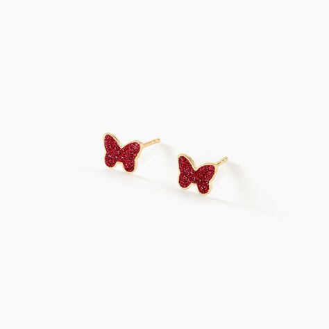 Boucles D'oreilles Puces Solena Papillon Or Jaune - Clous d'oreilles Enfant | Histoire d’Or