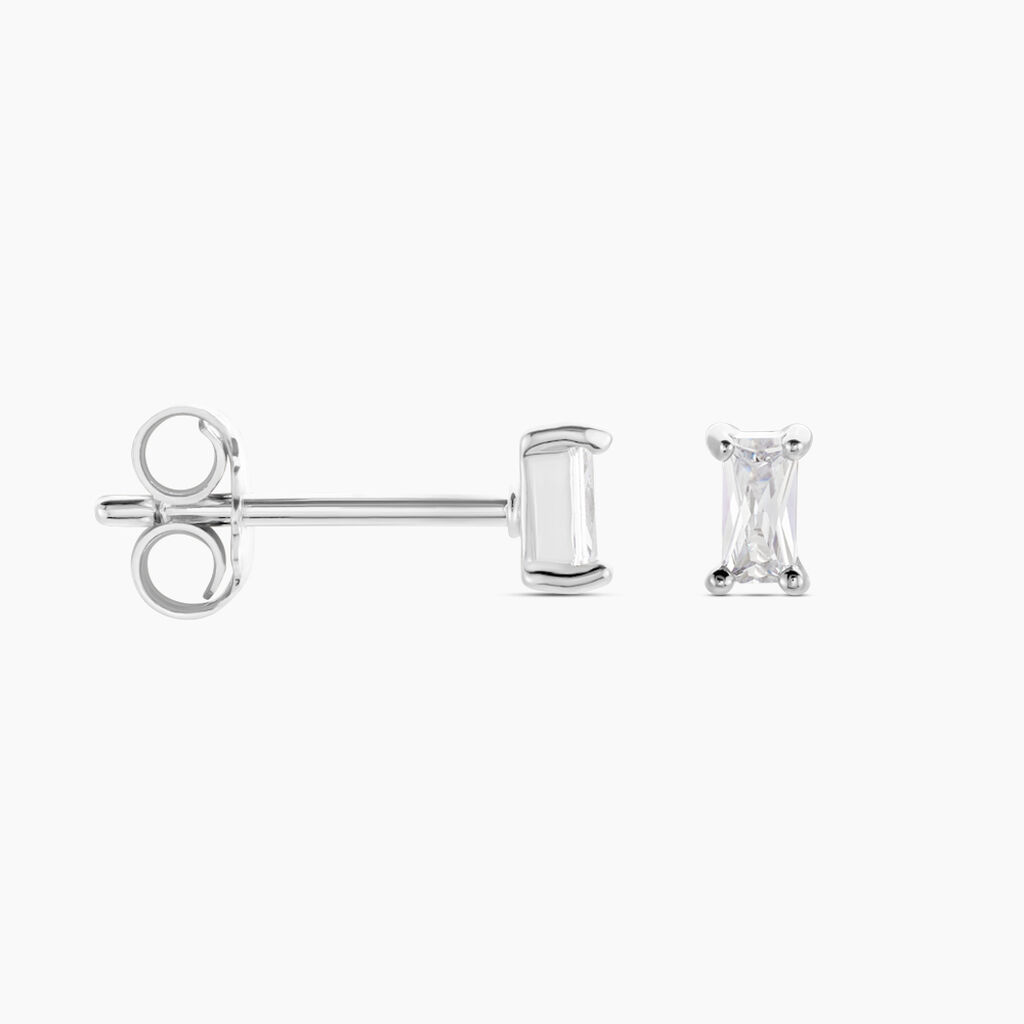 Boucles D'oreilles Puces Udia Argent Blanc Oxyde De Zirconium - Boucles d'oreilles fantaisie Femme | Histoire d’Or