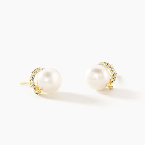 Boucles D'oreilles Puces Lucinda Or Jaune Perle De Culture - Clous d'oreilles Femme | Histoire d’Or