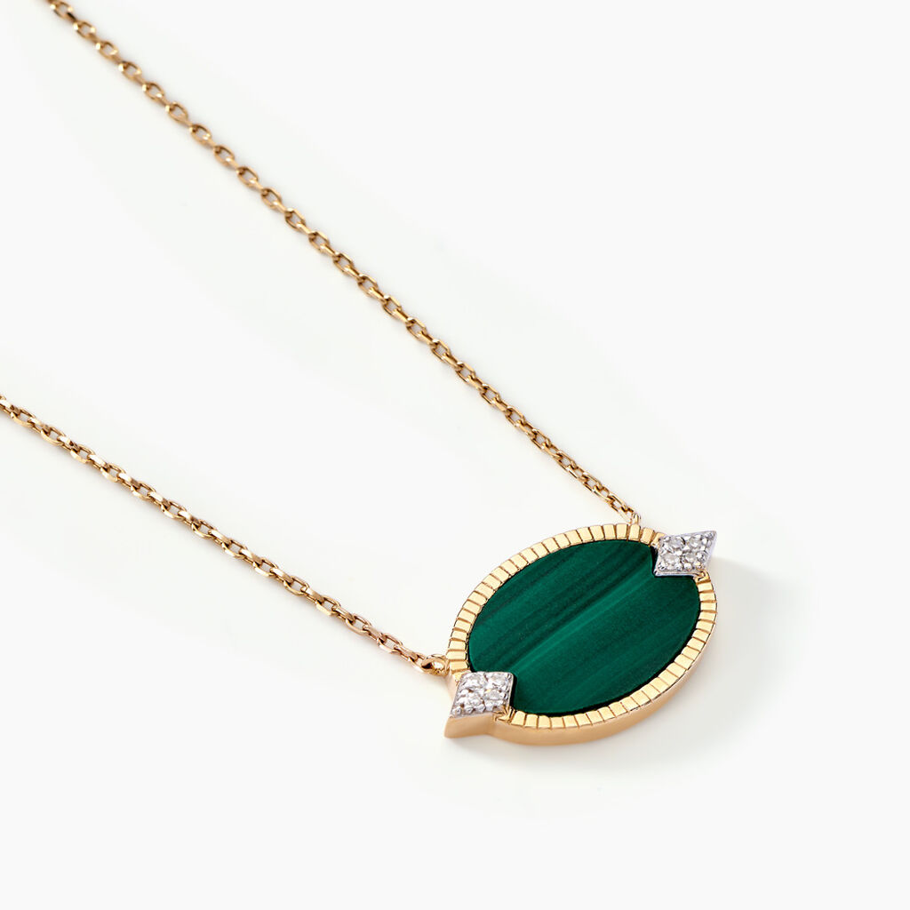 Collier Tahina Or Jaune Malachite Diamant - Colliers Femme | Histoire d’Or