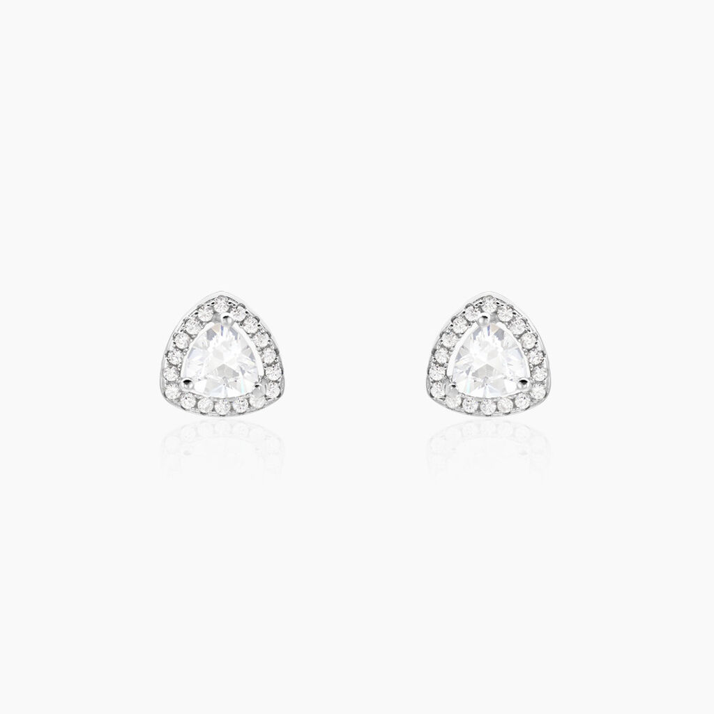 Boucles D'oreilles Puces Gorka Argent Blanc Oxyde De Zirconium - Boucles d'oreilles fantaisie Femme | Histoire d’Or