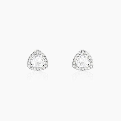 Boucles D'oreilles Puces Gorka Argent Blanc Oxyde De Zirconium - Boucles d'oreilles fantaisie Femme | Histoire d’Or