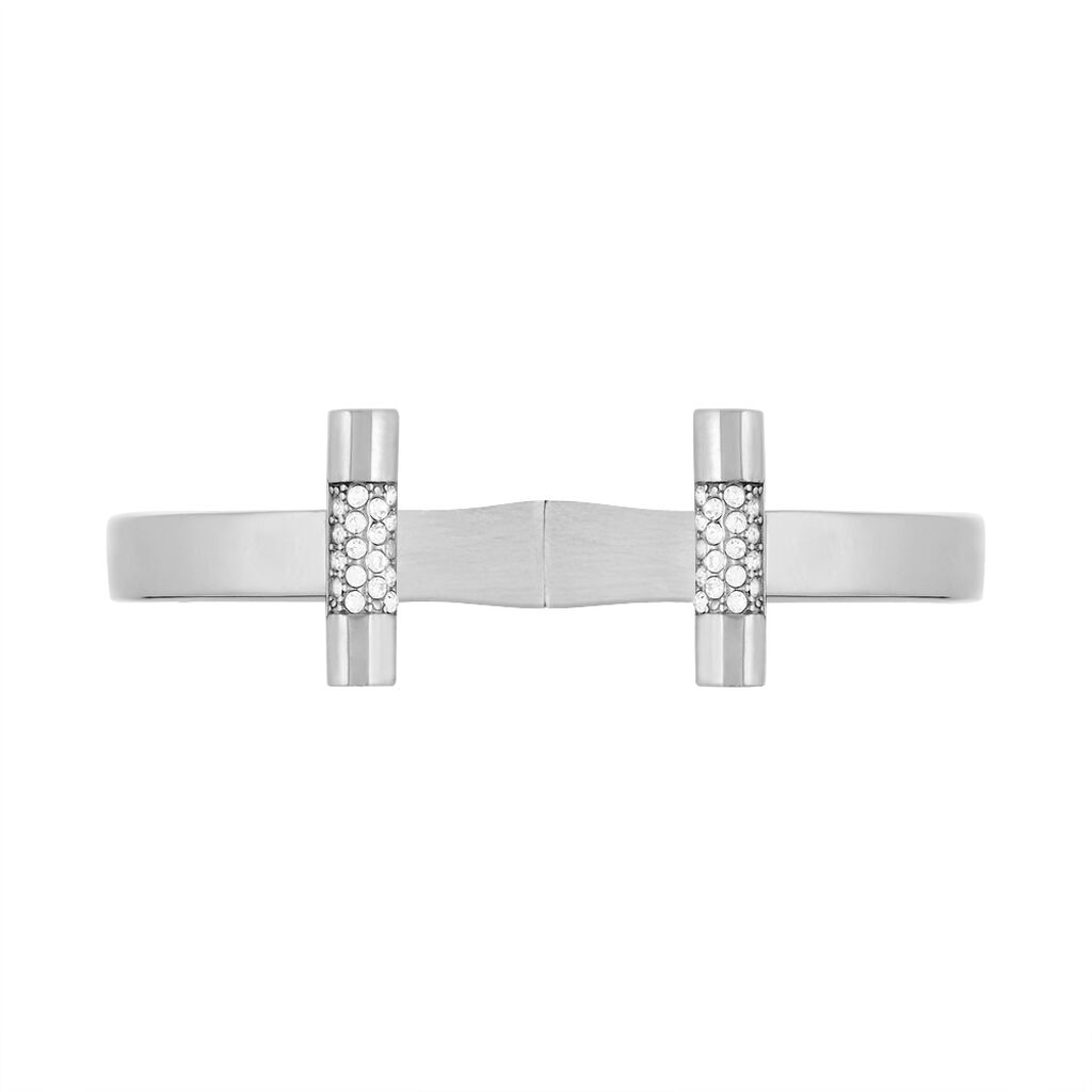 Bracelet Jonc Acier Blanc Strass - Bracelets joncs Femme | Histoire d’Or