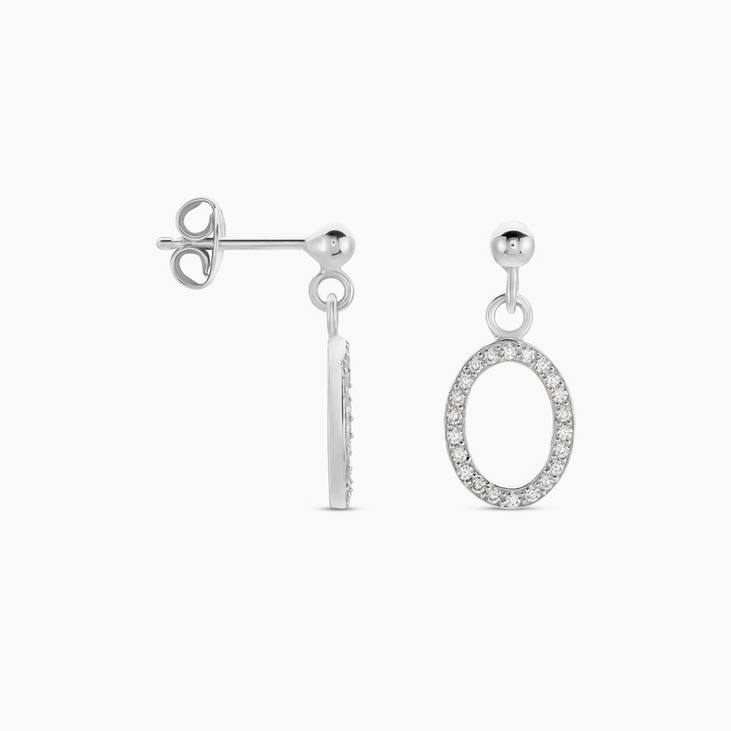 Boucles D'oreilles Pendantes Kimber Argent Blanc Oxyde De Zirconium - Boucles d'oreilles fantaisie Femme | Histoire d’Or