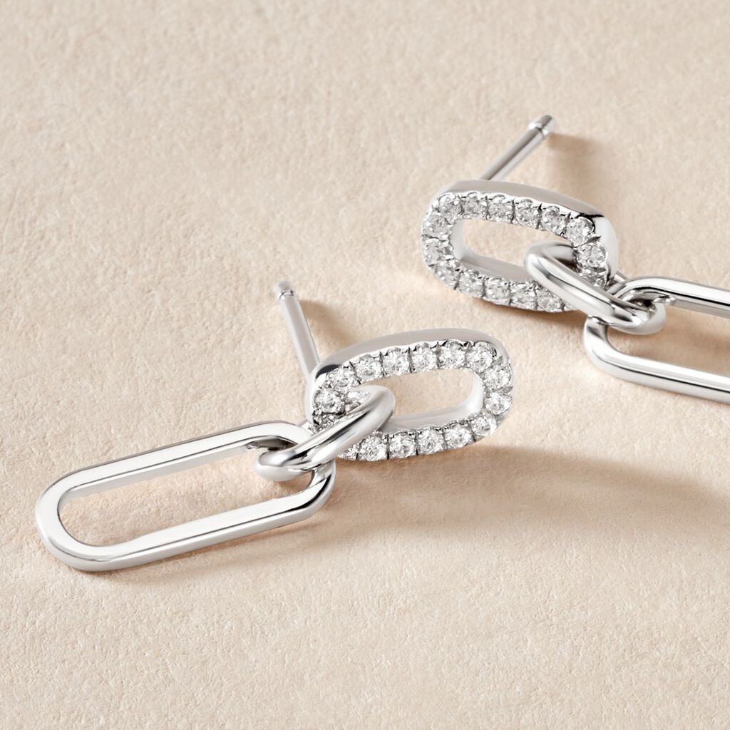 Boucles d'oreilles pendantes argent zirconium traît