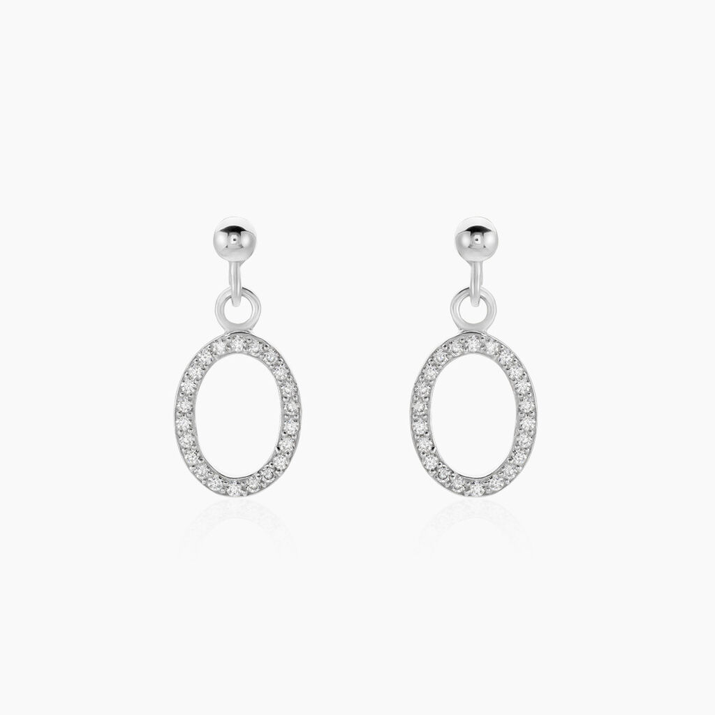 Boucles D'oreilles Pendantes Kimber Argent Blanc Oxyde De Zirconium - Boucles d'oreilles fantaisie Femme | Histoire d’Or