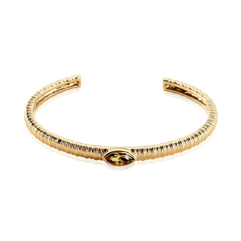 Bracelet Jonc Angelica Plaque Or Jaune Oxyde De Zirconium - Bracelets joncs Femme | Histoire d’Or