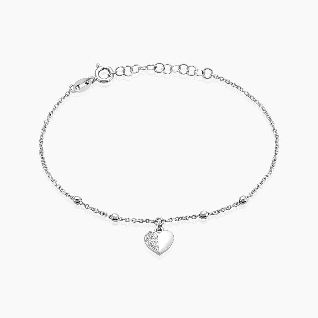 Bracelet Ishane Argent Blanc Oxyde De Zirconium - Bracelets Coeur Femme | Histoire d’Or