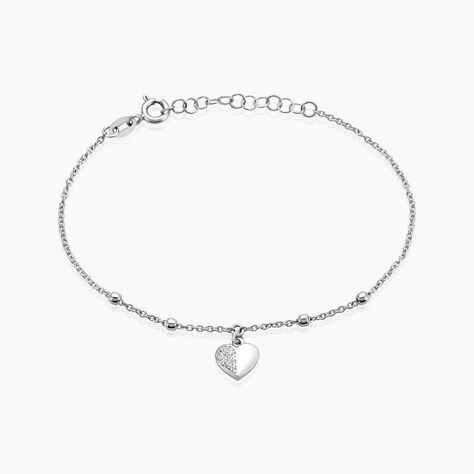 Bracelet Ishane Argent Blanc Oxyde De Zirconium - Bracelets Coeur Femme | Histoire d’Or