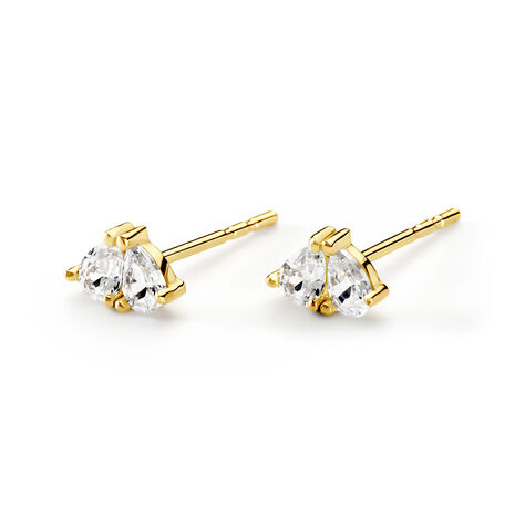 Boucles D'oreilles Puces Amandia Or Jaune Oxyde De Zirconium - Clous d'oreilles Femme | Histoire d’Or