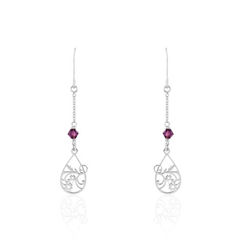 Boucles D'oreilles Pendantes Oumoul Argent Blanc Pierre De Synthese - Boucles d'oreilles fantaisie Femme | Histoire d’Or