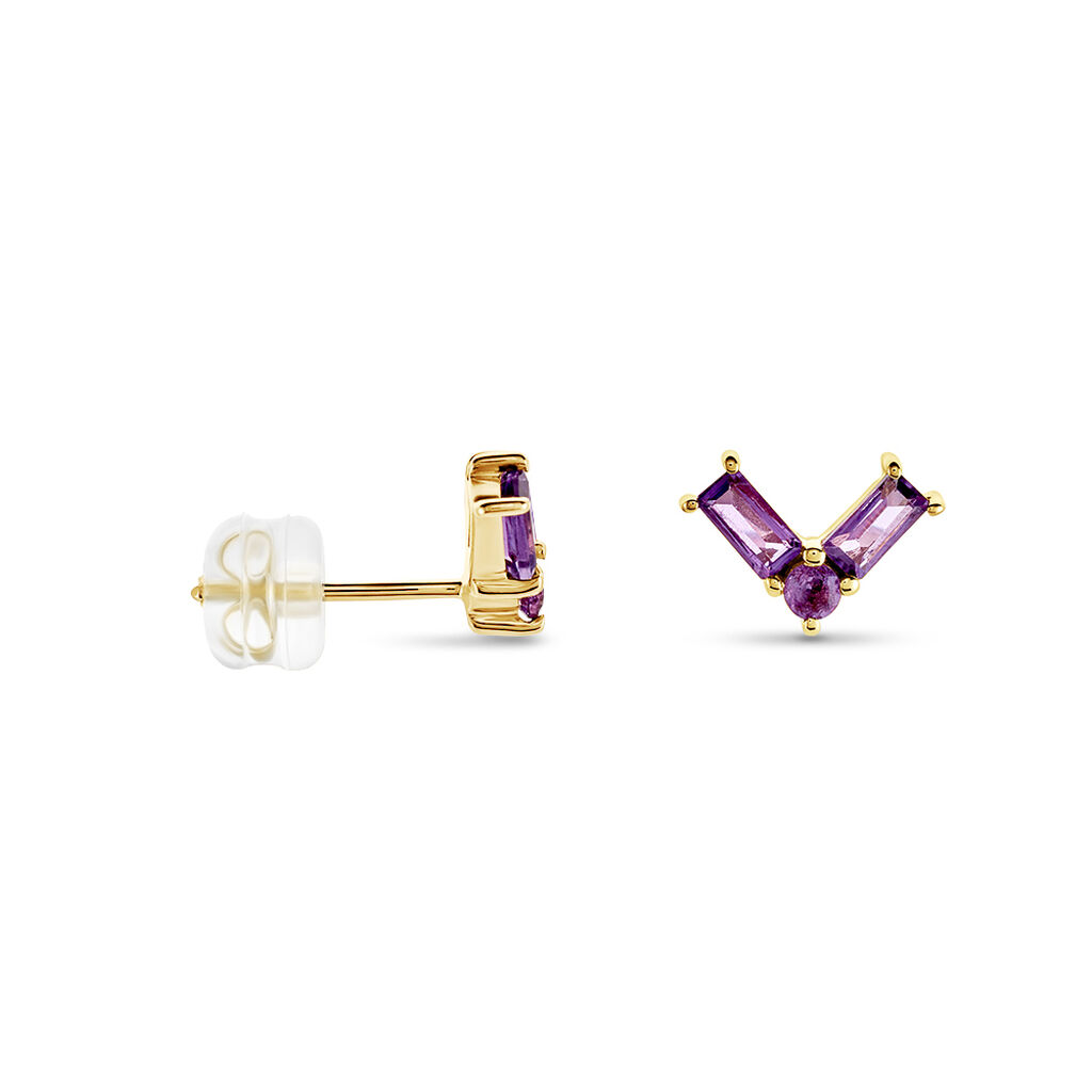 Boucles D'oreilles Puces Lavender Or Jaune Améthyste - Clous d'oreilles Femme | Histoire d’Or