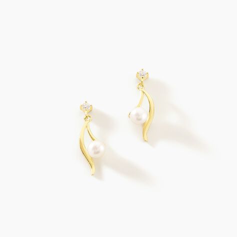 Boucles D'oreilles Pendantes Orientale Or Jaune Perle De Culture - Boucles d'oreilles pendantes Femme | Histoire d’Or