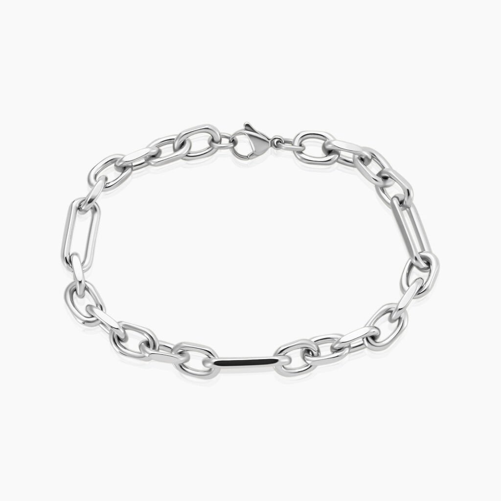 Bracelet Maille Palerme Acier Blanc - Bracelets chaîne Homme | Histoire d’Or