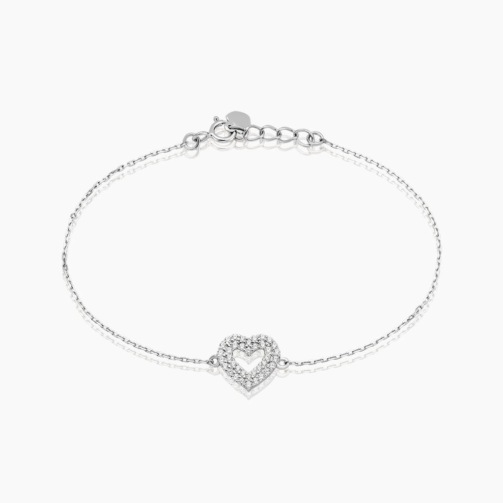 Bracelet Hadi Argent Blanc Oxyde De Zirconium - Bracelets Coeur Femme | Histoire d’Or