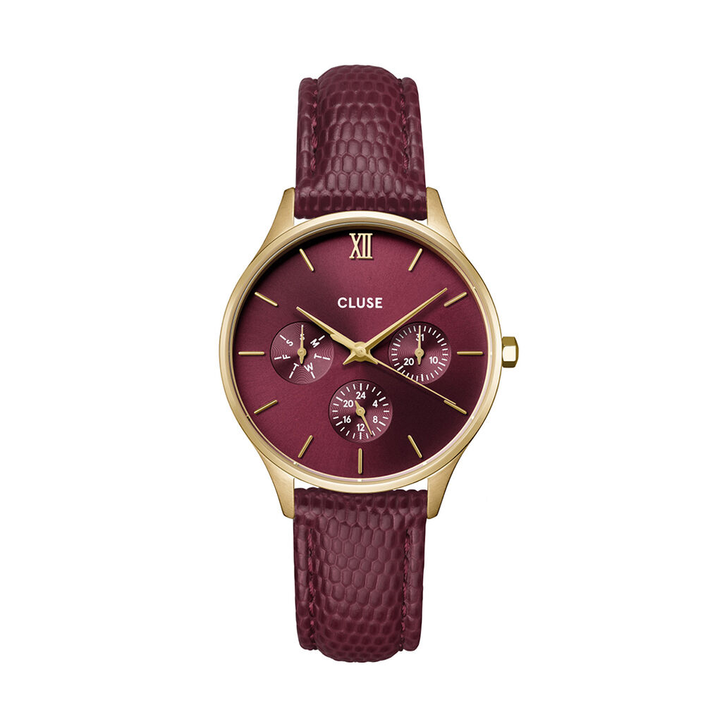 Montre Cluse Minuit Multifonction Cerise - Montres Femme | Histoire d’Or