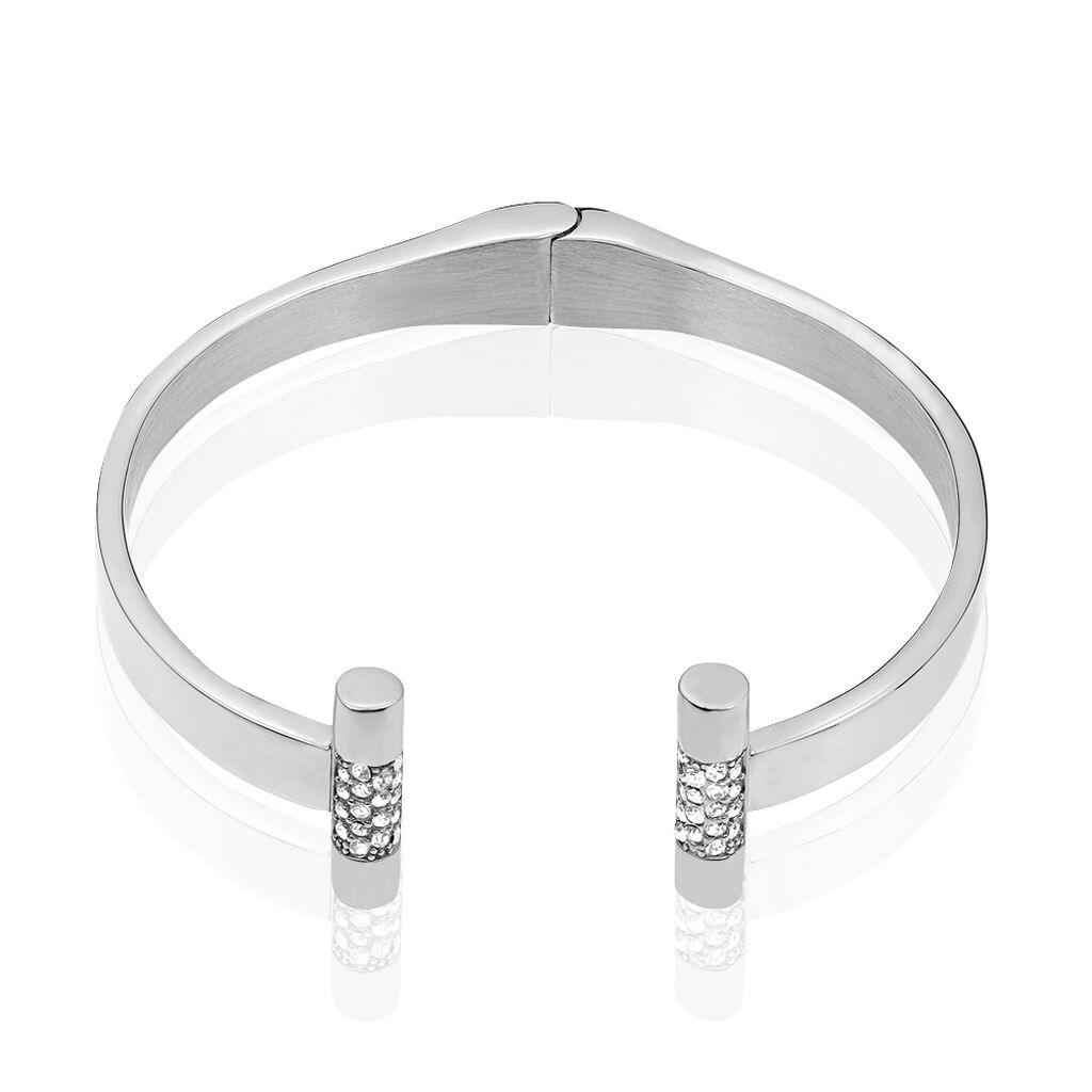 Bracelet Jonc Acier Blanc Strass - Bracelets joncs Femme | Histoire d’Or