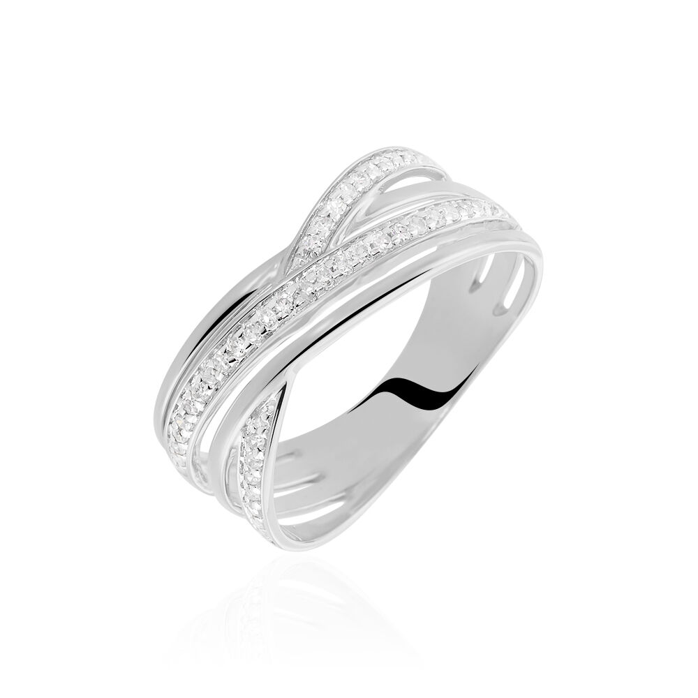 Bagues avec pierre Or Diamant Pavage Blanc 375 1000 B3DFBDW3NNH