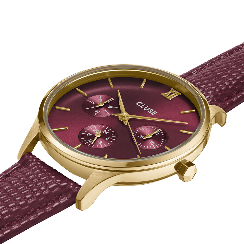 Montre Cluse Minuit Multifonction Cerise - Montres Femme | Histoire d’Or