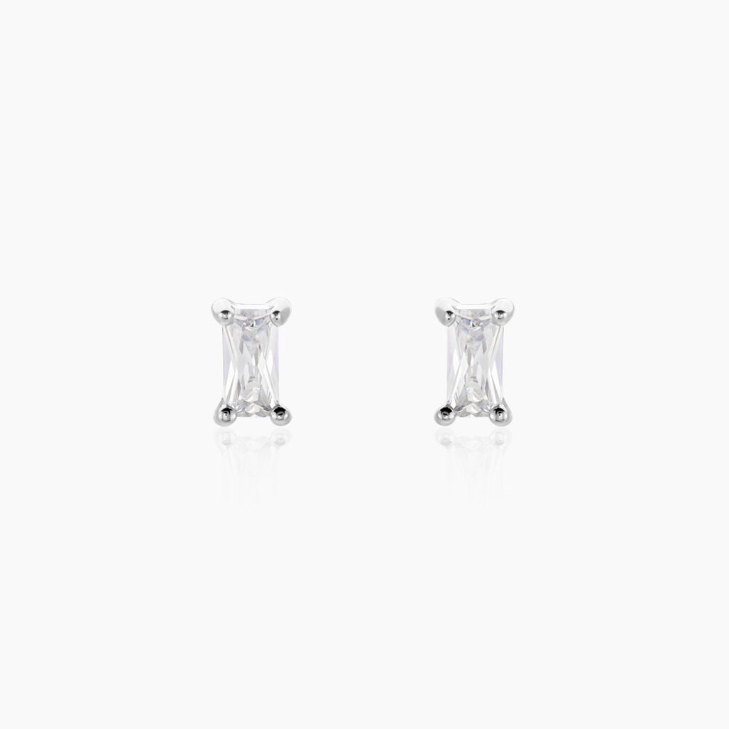 Boucles D'oreilles Puces Udia Argent Blanc Oxyde De Zirconium - Boucles d'oreilles fantaisie Femme | Histoire d’Or