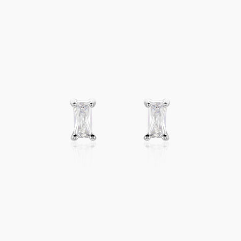 Boucles D'oreilles Puces Udia Argent Blanc Oxyde De Zirconium - Boucles d'oreilles fantaisie Femme | Histoire d’Or