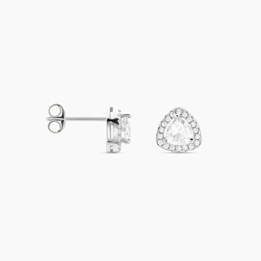 Boucles D'oreilles Puces Gorka Argent Blanc Oxyde De Zirconium - Boucles d'oreilles fantaisie Femme | Histoire d’Or