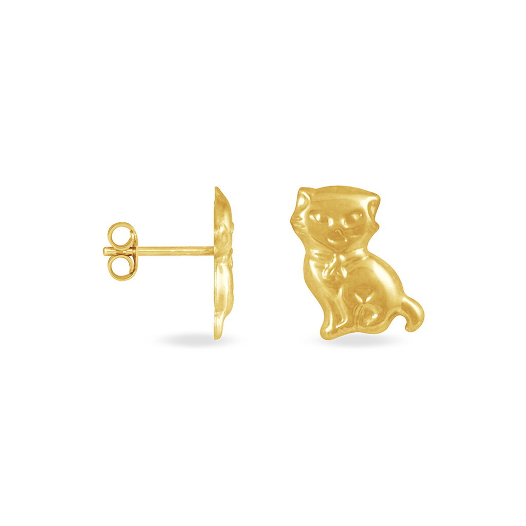 Clous D Oreilles Animaux Chat Or Sans Pierre Jaune 375 1000 oejw Histoire D Or