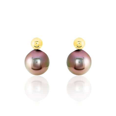 Boucles d'oreilles Vaima perles noires de Tahiti attaches françaises en or  blanc 14k - Bijouterie L