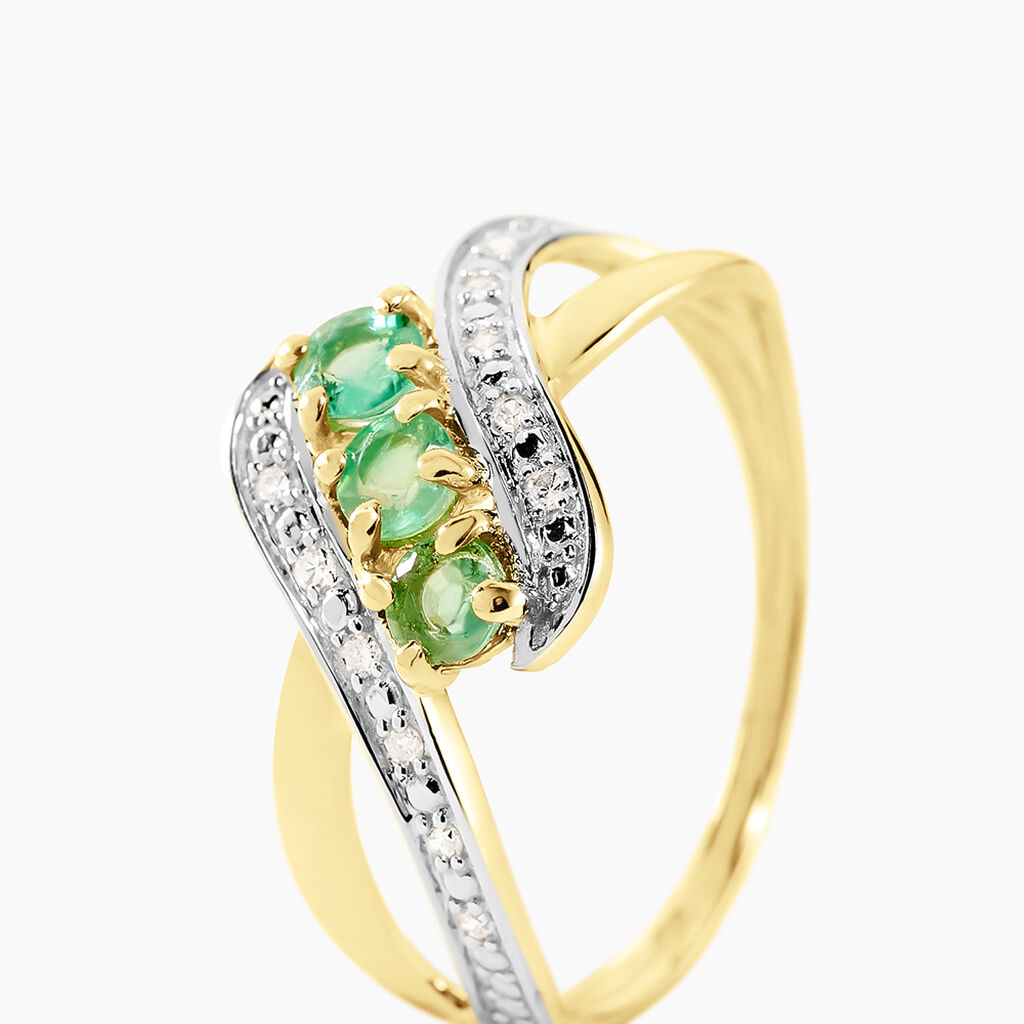 Bague Simma Or Jaune Diamant Et Emeraude - Bagues avec pierre Femme | Histoire d’Or