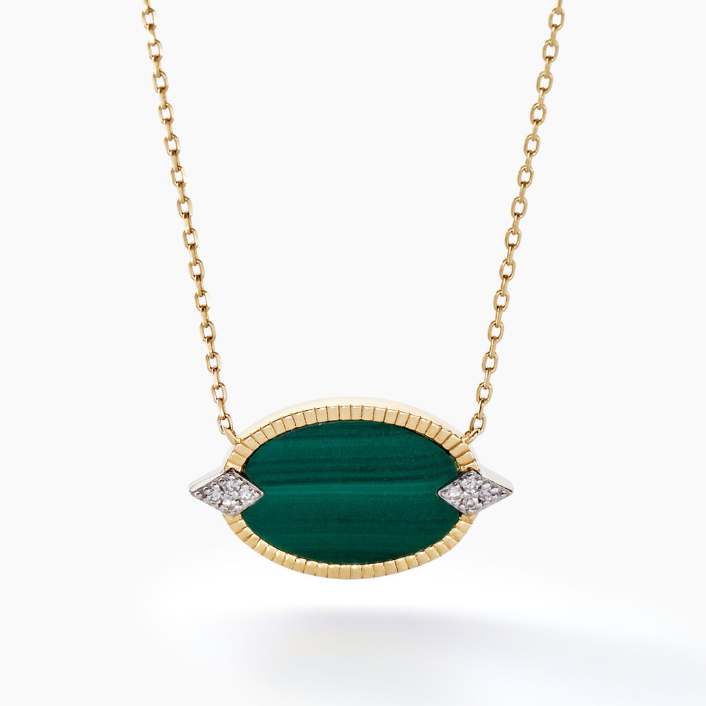 Collier Tahina Or Jaune Malachite Diamant - Colliers Femme | Histoire d’Or