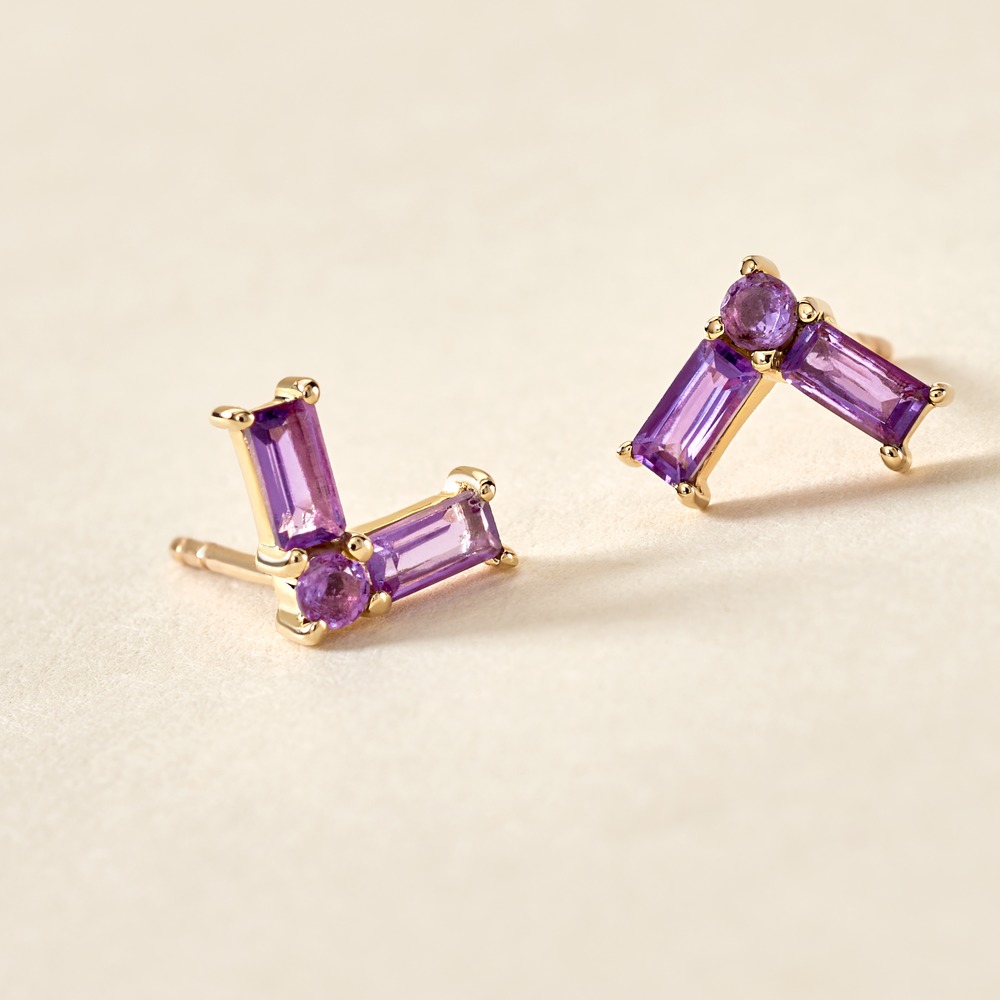 Boucles D'oreilles Puces Lavender Or Jaune Améthyste - Clous d'oreilles Femme | Histoire d’Or