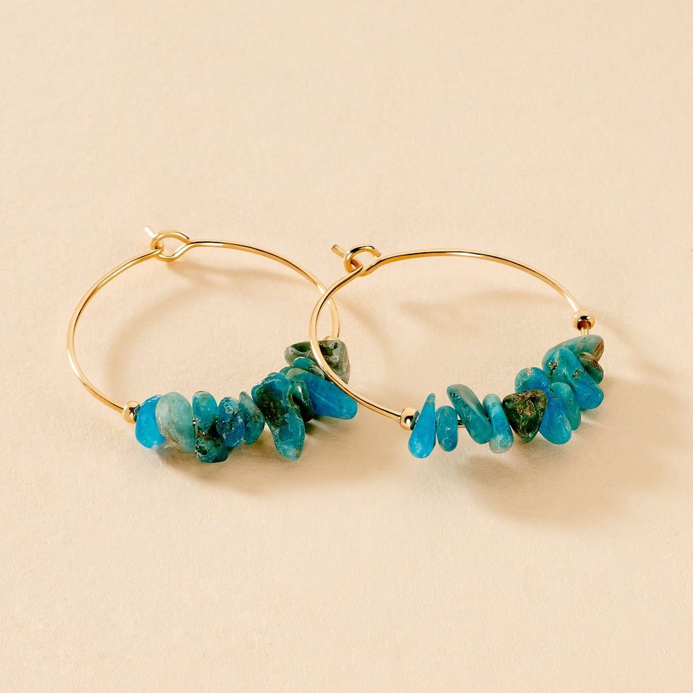 Créoles Juha Plaque Or Jaune Apatite - Boucles d'oreilles créoles Femme | Histoire d’Or